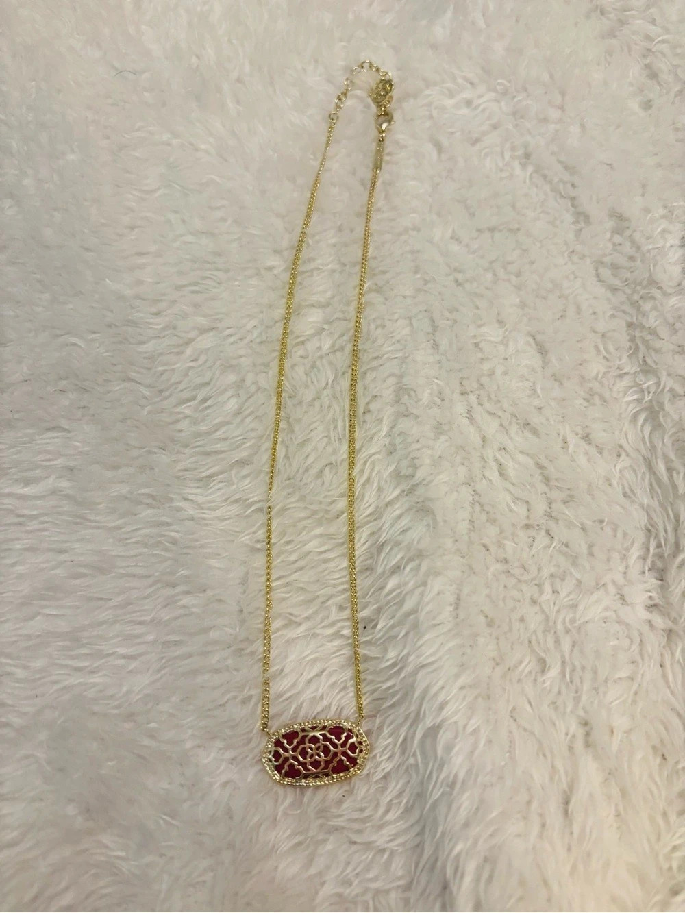 Kendra Scott Elisa Gold Pendant Necklace Red & Gold
